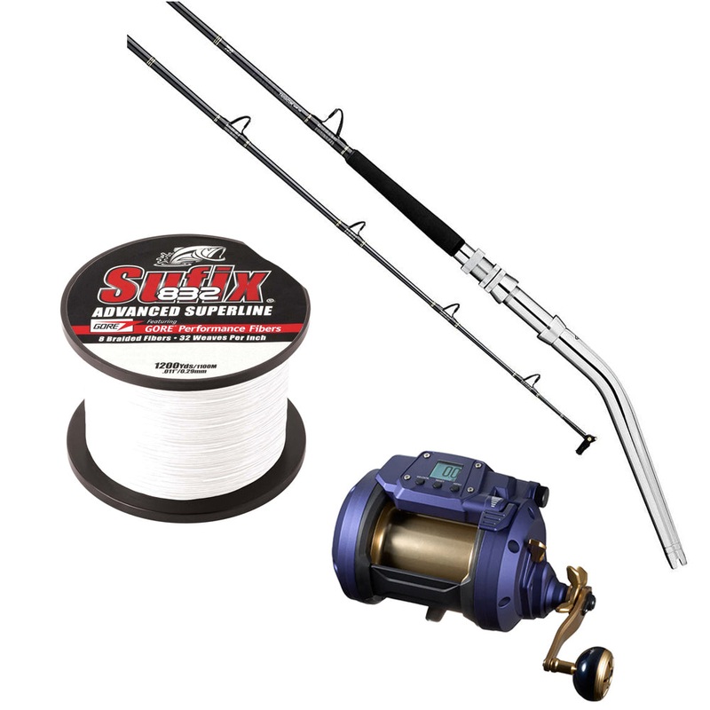 Buy Daiwa Seapower 1200 Spooled with 80# Sufix Braid Ghost and Get Tanacom 5FT6IN Medium Heavy Deep Drop Rod FREE