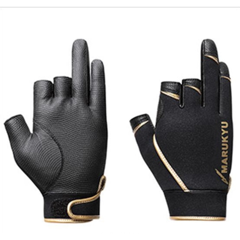 Marukyu Warm Fishing Gloves MQ-01 3-piece Black/Gold M