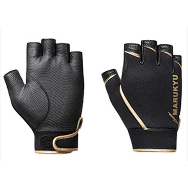 Marukyu Warm Fishing Gloves MQ-01 5-piece Black/Gold M