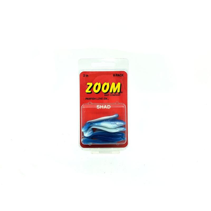 Zoom Panfish 2 In Panfish Shad Bodies, Blue Color New on Card 8 Pack
