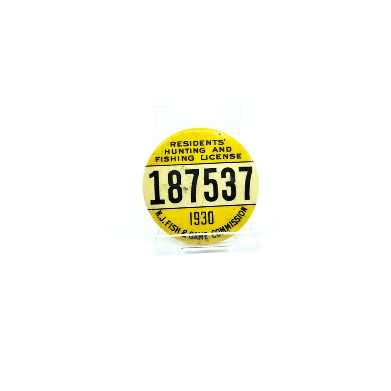 1930 New Jersey Resident Hunting and Fishing License Button